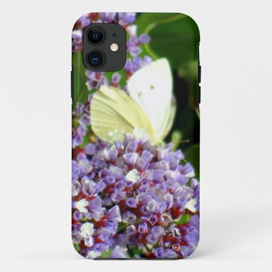 Paarse Bloem en Vlinder Case-Mate iPhone Case (Achterkant)