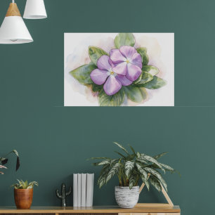Paarse Bloem Florale Watercolor Kunstprint Poster