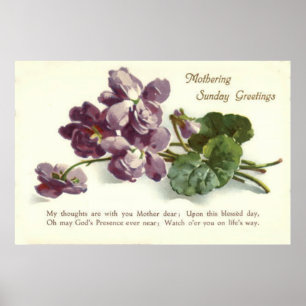 Paarse Bloem Gebed Zondag Moederdag Poster