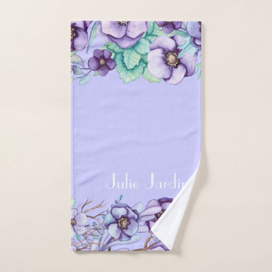 Paarse bloem - gepersonaliseerd bad handdoek (Handdoek)
