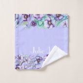 Paarse bloem - gepersonaliseerd bad handdoek (Wasdoekje)