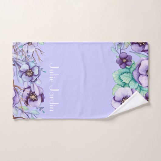 Paarse bloem - gepersonaliseerd bad handdoek (Handdoek)