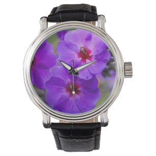 Paarse bloem horloge
