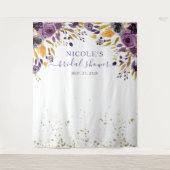 Paarse Bloem in Gouden Bruidsmeisjes Achtergrond Wandkleed (Voorkant)