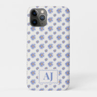 Paarse bloem iPhone / iPad hoes met initialen