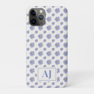Paarse bloem iPhone / iPad hoes met initialen