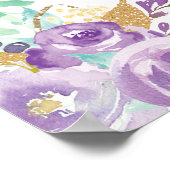 Paarse Bloem Llama Baby Shower Welcome Backdrop B Poster (Hoek)