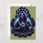 Paarse bloem Maagd Mary Briefkaart (Voorkant / Achterkant)