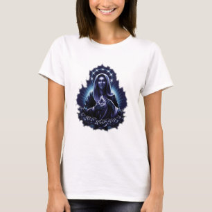 Paarse bloem Maagd Mary T-shirt