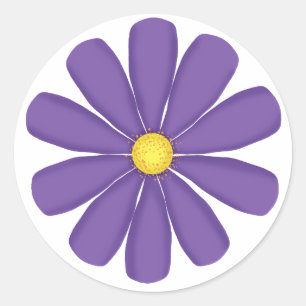 Paarse bloem met gele kern ronde sticker