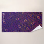 Paarse bloem paisley bloempatroon op maat badhanddoek (Badhanddoek)