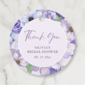 Paarse Bloem Script Bruidsdouche Bedankt Bedankjes Labels (Voorkant)