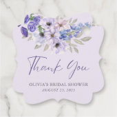 Paarse Bloem Script Bruidsdouche Bedankt Bedankjes Labels (Achterkant)