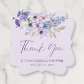 Paarse Bloem Script Bruidsdouche Bedankt Bedankjes Labels (Voorkant)