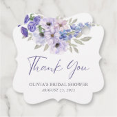 Paarse Bloem Script Bruidsdouche Bedankt Bedankjes Labels (Achterkant)