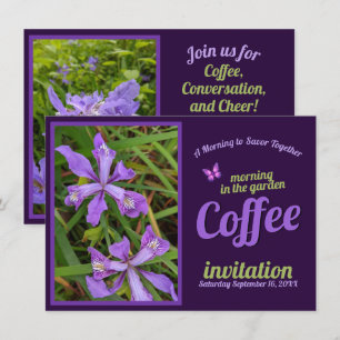 Paarse Bloem Sla Feest Koffie Ochtend Tuin Kaart