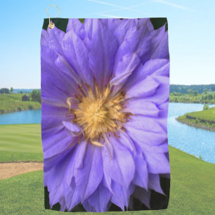 Paarse Bloem Upload Je Eigen Foto Aangepaste Afbee Golfhanddoek