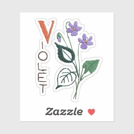 Paarse Bloem - Violet Februari Geboortebloem Sticker (Vel)