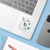 Paarse Bloem - Violet Februari Geboortebloem Sticker (Laptop met iPhone)