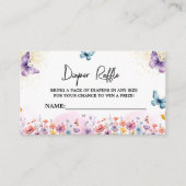 Paarse Bloem Vlinder Baby shower Luier Raffle Informatiekaartje (Voorkant)
