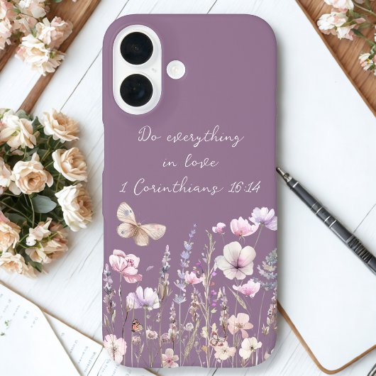 Paarse Bloem Vlinder Case-Mate iPhone Case