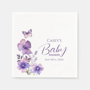 Paarse Bloem Vlinder Meisje Baby Shower Servet