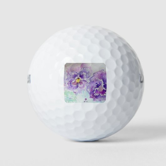 Paarse bloem Waterverf Golfballen (Voorkant)
