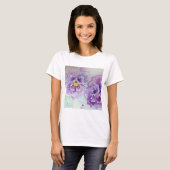 Paarse bloem Waterverf T-shirt (Voorkant volledig)