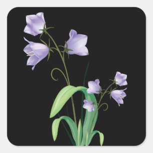 Paarse Bloem Zwart Bloemen Sticker / Seal
