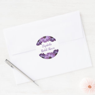Paarse Bloemachtige Bruiloftsborrel Ronde Sticker