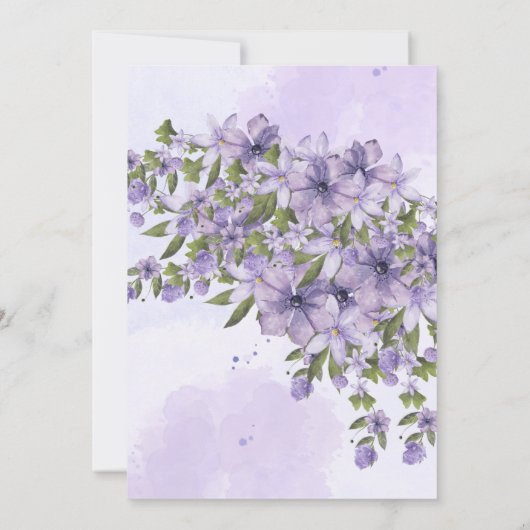 Paarse bloemdoopuitnodiging kaart (Achterkant)