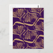 Paarse bloemdruk briefkaart (Voorkant / Achterkant)