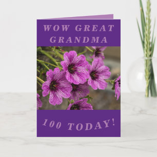 Paarse Bloemen 100ste Verjaardag Kaart Oma