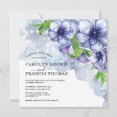 Paarse Bloemen Anemoon String Lights Wedding Kaart (Voorkant)