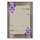 Paarse Bloemen & Antiek Zilveren Damast - Plaats K Kaart (Voorkant)