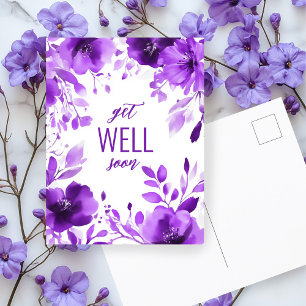Paarse Bloemen Aquarel BETERE SNUEL AANSTANDS Briefkaart