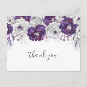 Paarse Bloemen baby shower Dankjewel Briefkaart