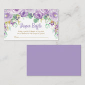 Paarse Bloemen Baby shower Luier Raffle Informatiekaartje (Voorkant / Achterkant)