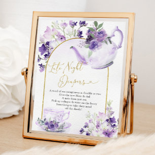 Paarse Bloemen Baby shower Thee Late Night Luier Poster