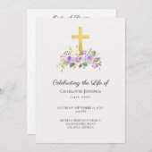 Paarse Bloemen Begrafenis Viering van het Leven Programma (Voorkant / Achterkant)