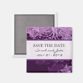 Paarse Bloemen Bewaar de datum Koelkast Magnet Magneet (Voorkant / Achterkant)