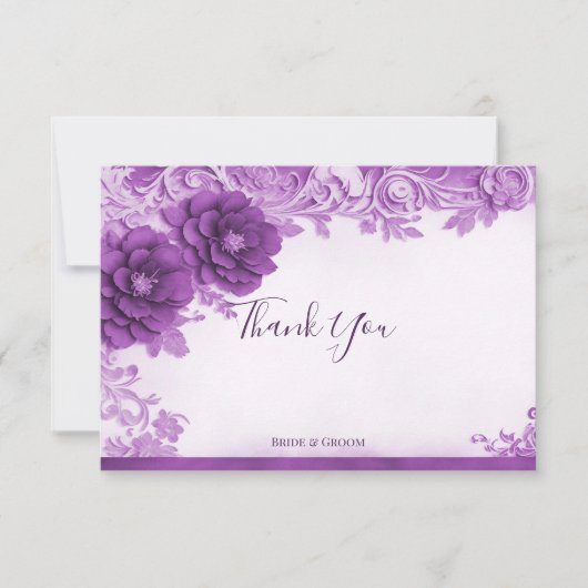 Paarse bloemen bloeien dank u kaart (Voorkant)