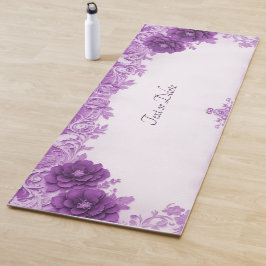 Paarse bloemen bloeien yoga mat