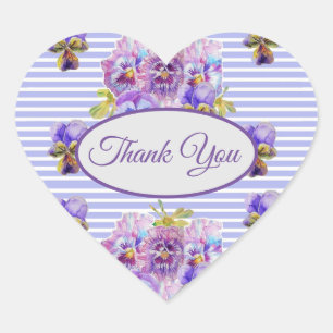 Paarse bloemen bloem Dank u Pattern Hart Sticker