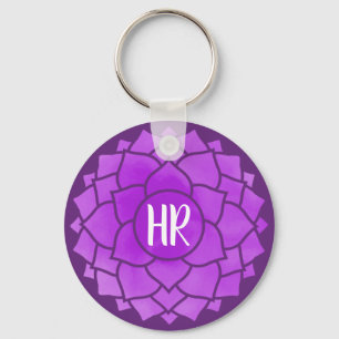 Paarse Bloemen Bloemen Chakra Design Reiki Yogo Sleutelhanger