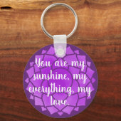 Paarse Bloemen Bloemen Chakra Design Reiki Yogo Sleutelhanger (Achterkant)