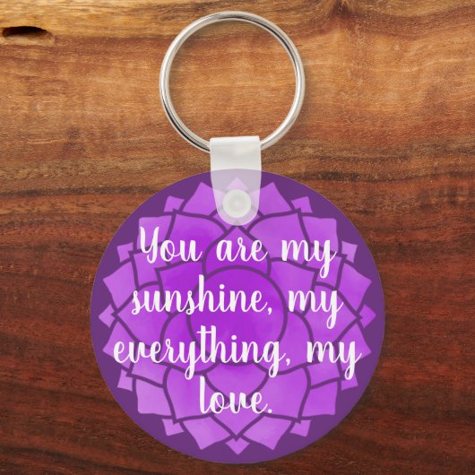 Paarse Bloemen Bloemen Chakra Design Reiki Yogo Sleutelhanger (Achterkant)