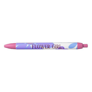 Paarse Bloemen Bloemenmeisje Zwarte Inkt Pen