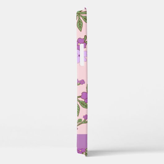 Paarse bloemen, bloemenpatroon, Jouw naam Case-Mate iPhone Case (Achterkant / Rechts)