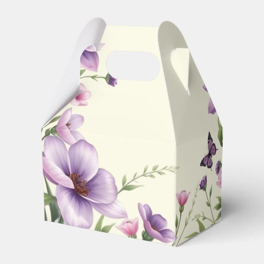 Paarse bloemen bloemenrand Bedankt bruiloft Bedankdoosjes (Achterkant)